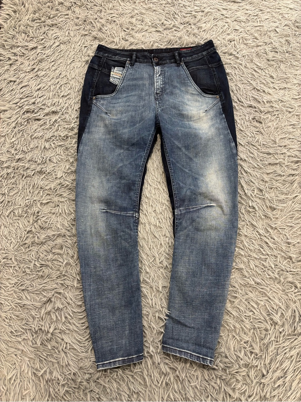 Diesel Women's Fayza Sweat Pant Jeans W29 Blue Barrel Slim Tapered Stretch Denim